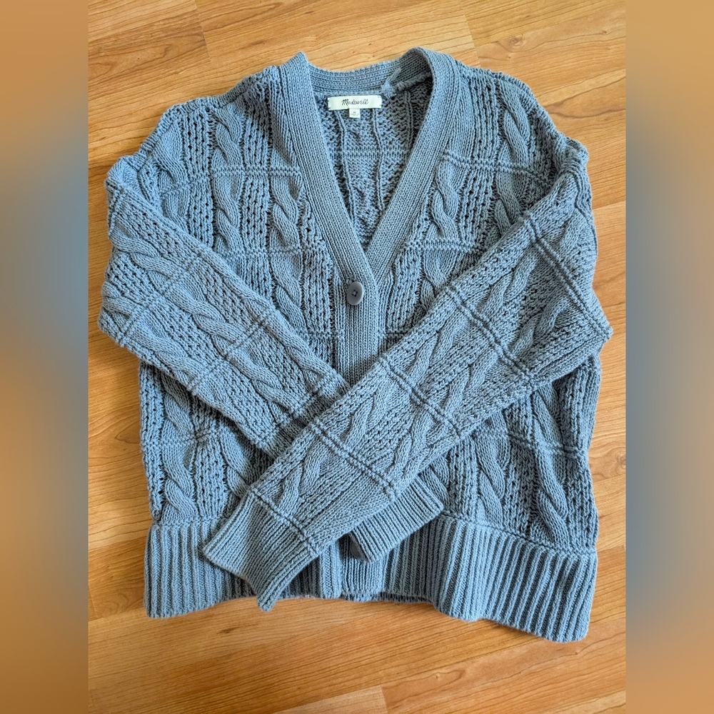 Madewell Women's Cable Knit Cardigan - Dusty Blue M